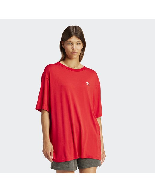 T-shirt de mulher Trefoil Adidas Originals Vermelho-1