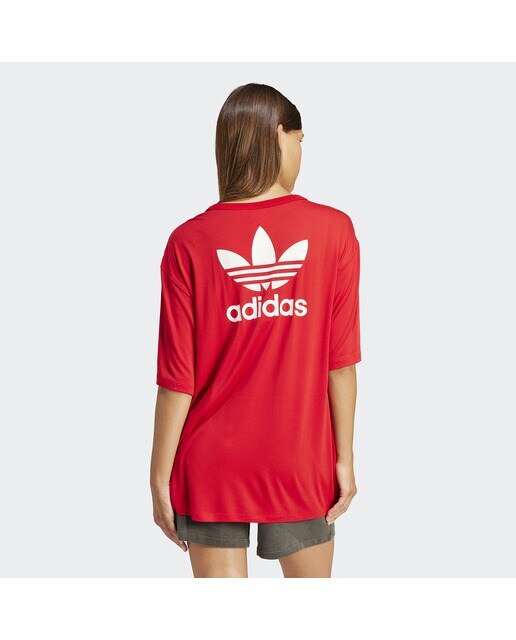 T-shirt de mulher Trefoil Adidas Originals Vermelho-2