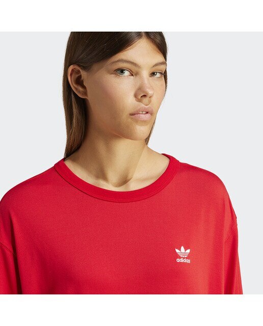 T-shirt de mulher Trefoil Adidas Originals Vermelho-4