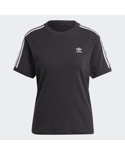 T-shirt de mulher 3 faixas adidas Originals Preto-1