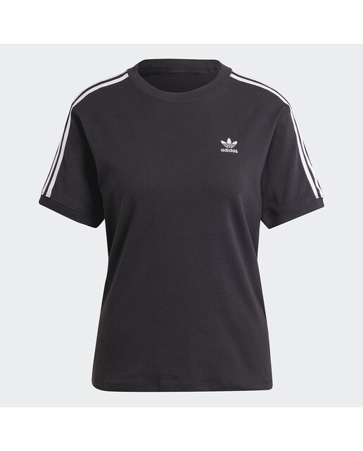 T-shirt de mulher 3 faixas adidas Originals Preto-5