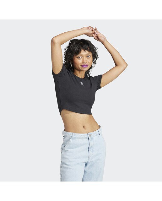 T-shirt de Mulher Essentials Rib Originals Preto-1