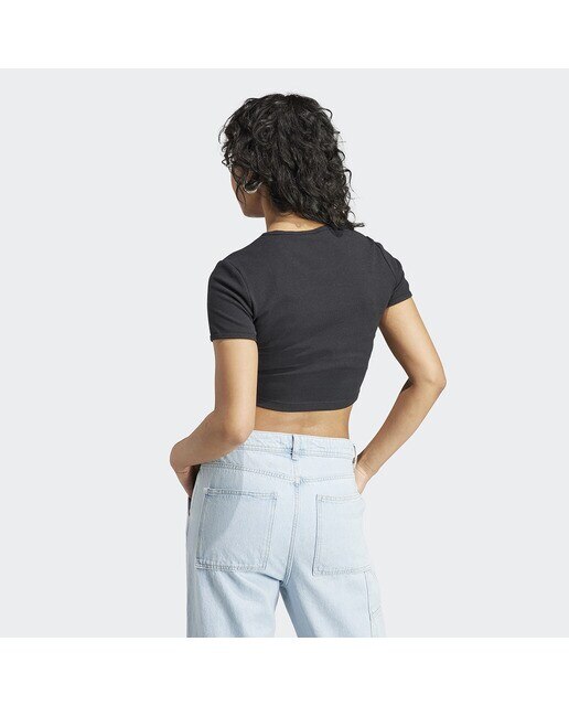 T-shirt de Mulher Essentials Rib Originals Preto-2