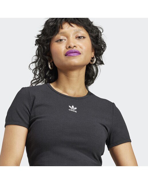 T-shirt de Mulher Essentials Rib Originals Preto-5