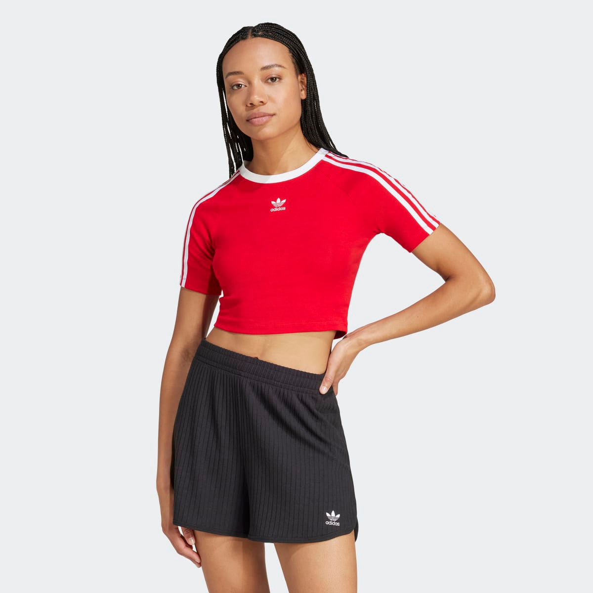 T-shirt de Mulher Baby 3 Faixas Originals Vermelho-1