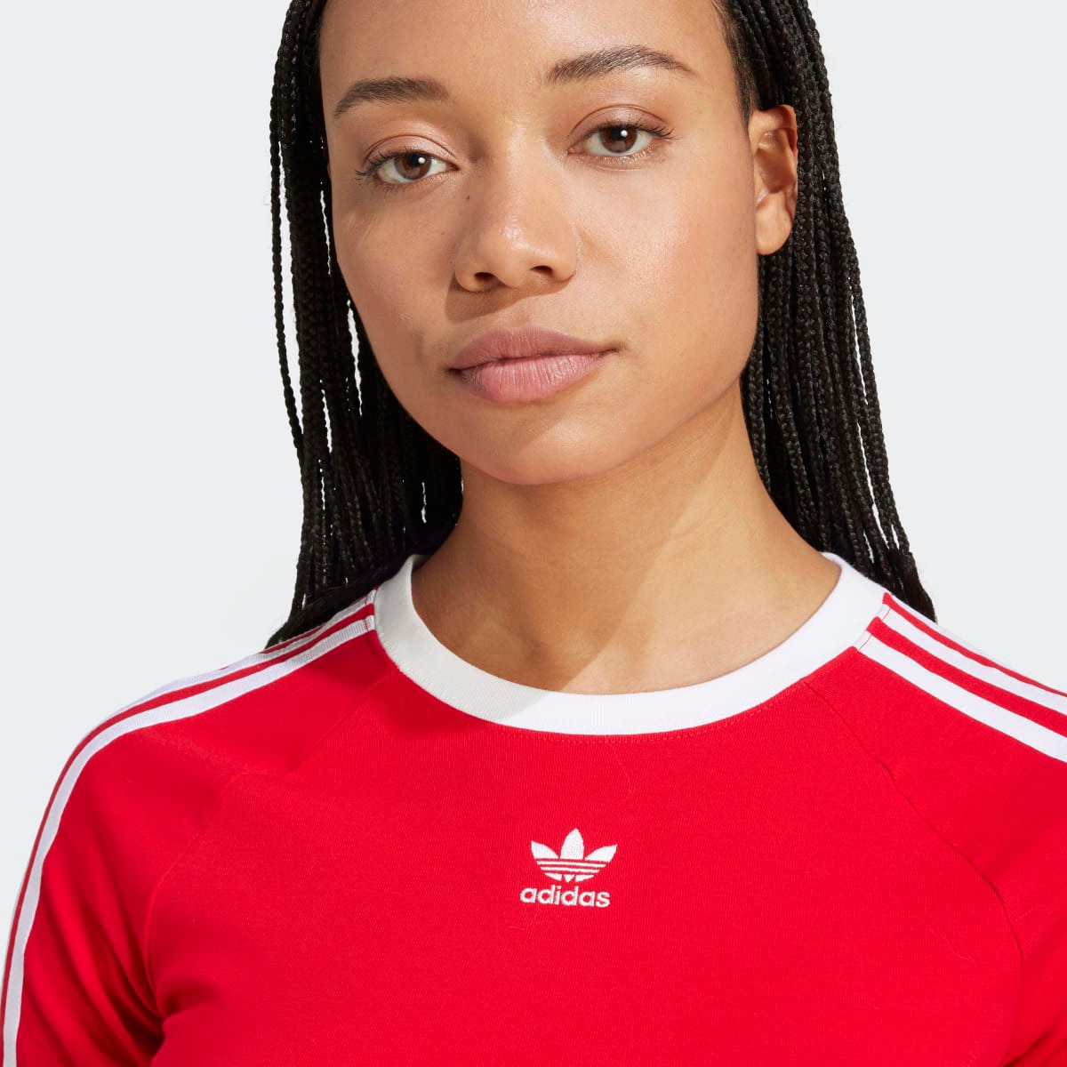T-shirt de Mulher Baby 3 Faixas Originals Vermelho-4