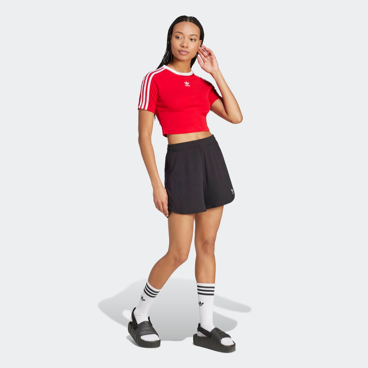 T-shirt de Mulher Baby 3 Faixas Originals Vermelho-5