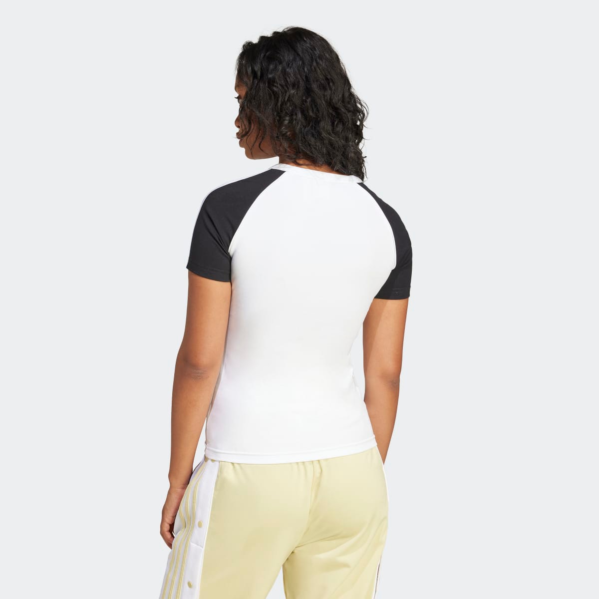 T-shirt de Mulher Adicolor Raglan Slim 3 Faixas Originals Branco-2