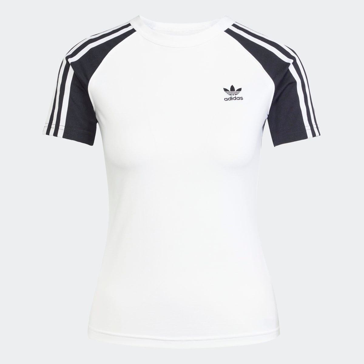 T-shirt de Mulher Adicolor Raglan Slim 3 Faixas Originals Branco-6