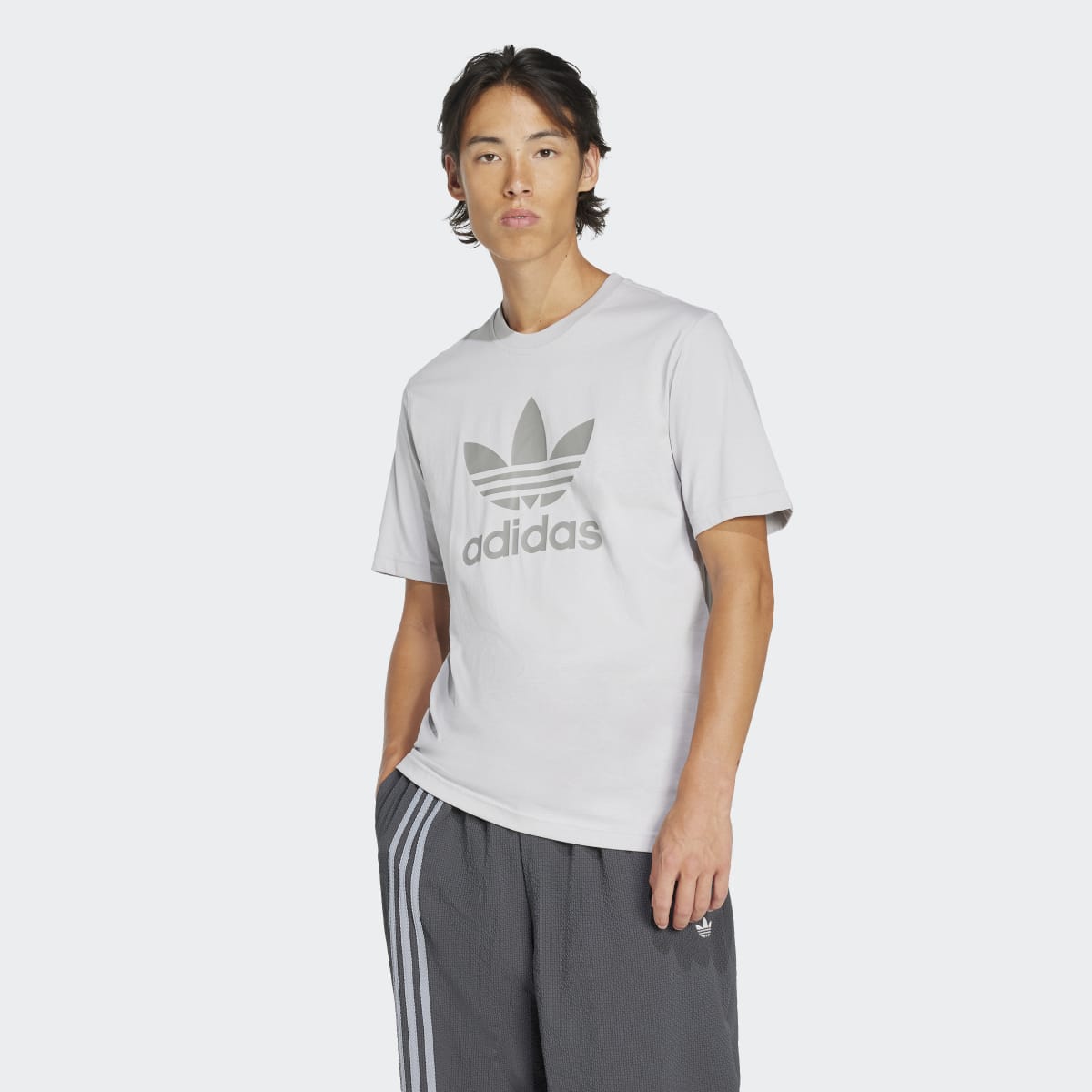 T-shirt de Homem Adicolor Trefoil Cinzento-1