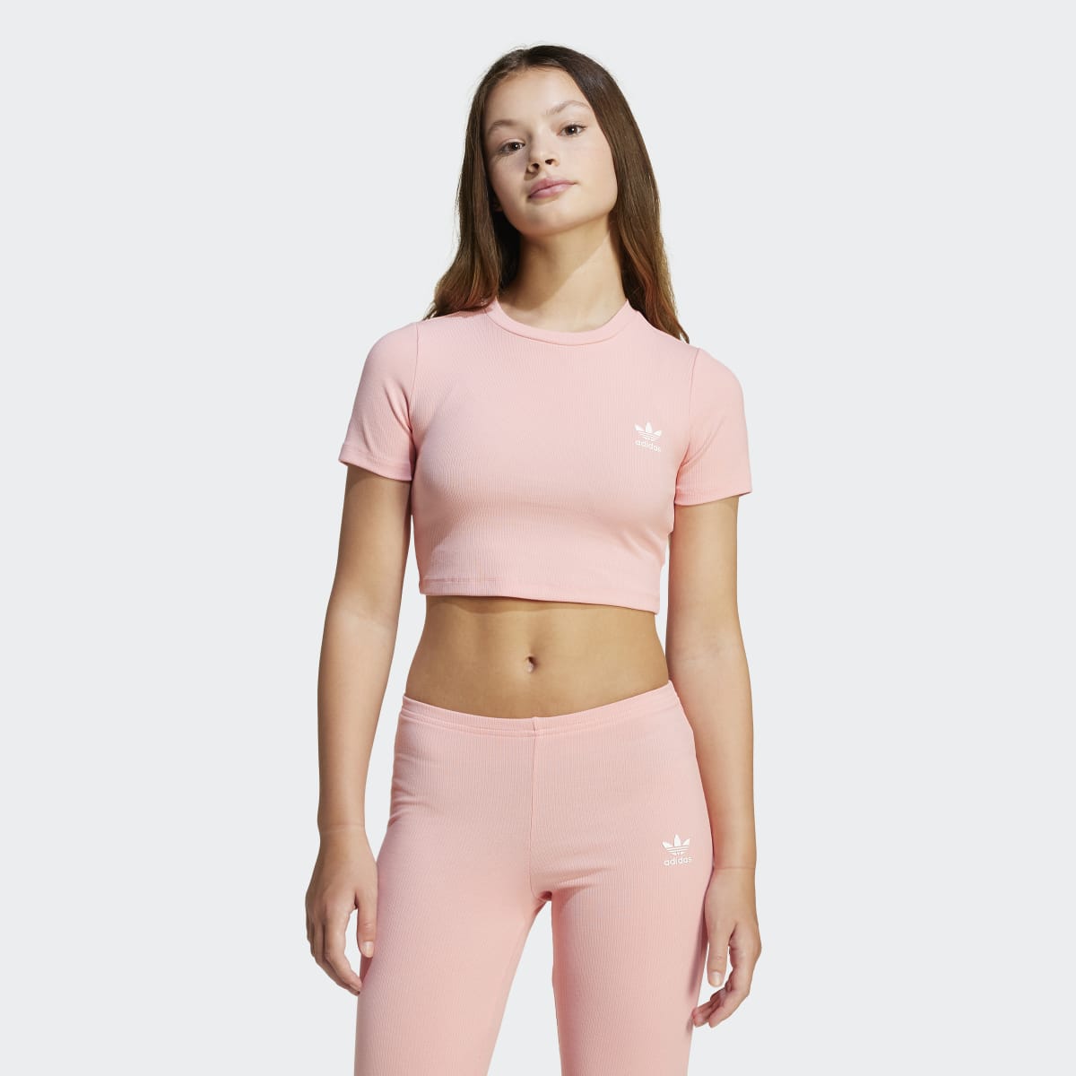 T-shirt Curta de Criança Ribbed Rosa-1