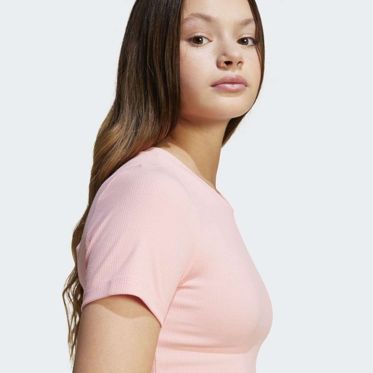 T-shirt Curta de Criança Ribbed Rosa-3