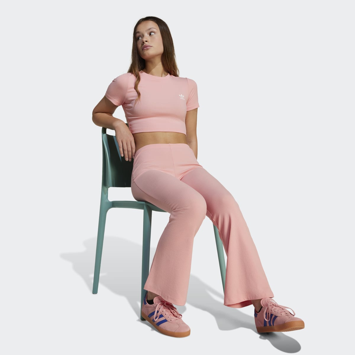 T-shirt Curta de Criança Ribbed Rosa-5