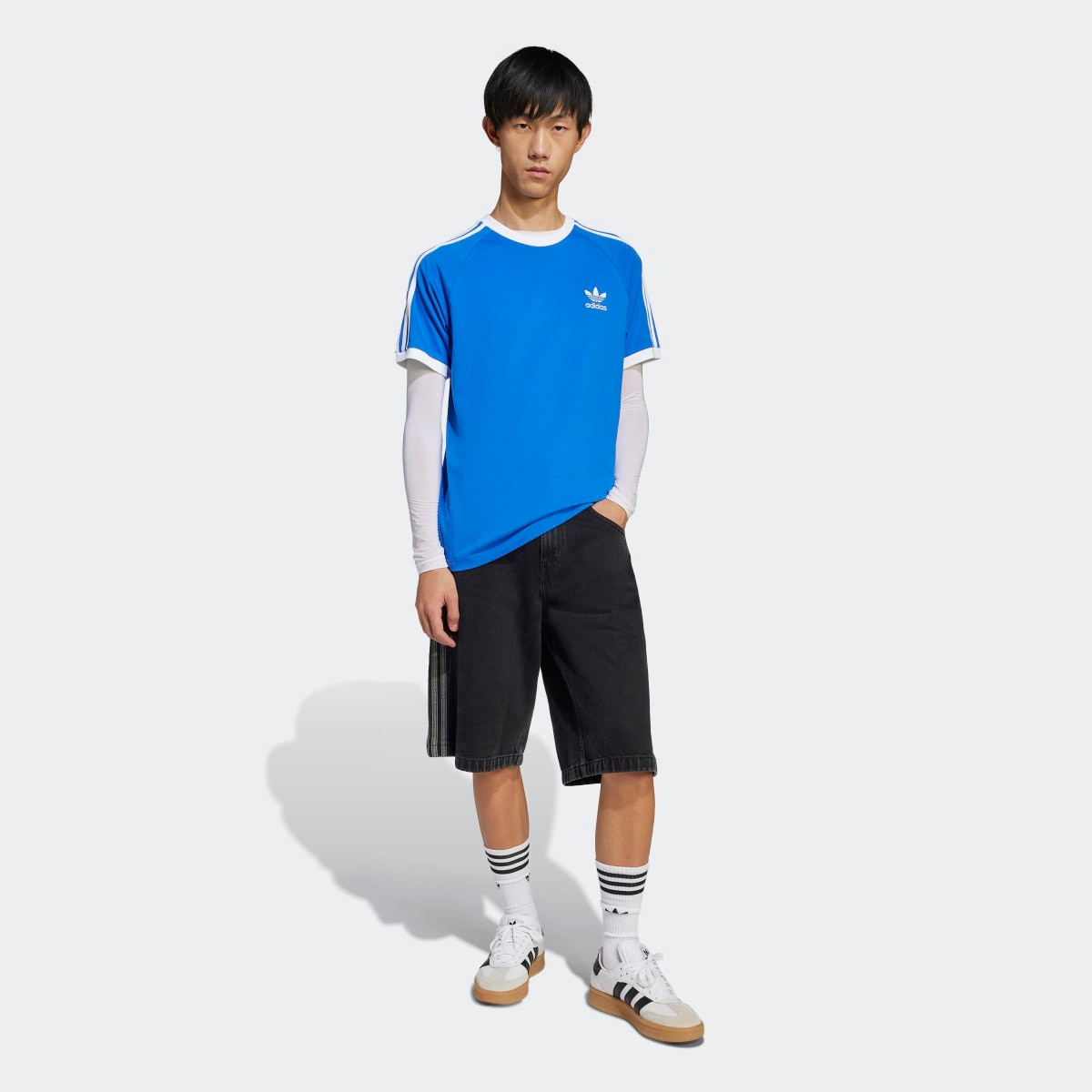 T-shirt de Homem Adicolor Classics 3 Faixas Azul-5
