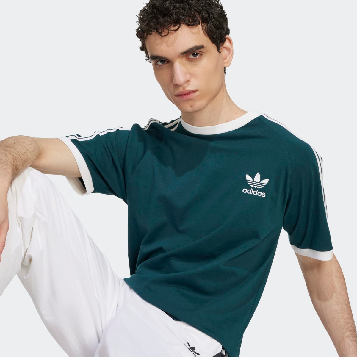 T-shirt de Homem Adicolor Classics 3 Faixas Originals Verde-4