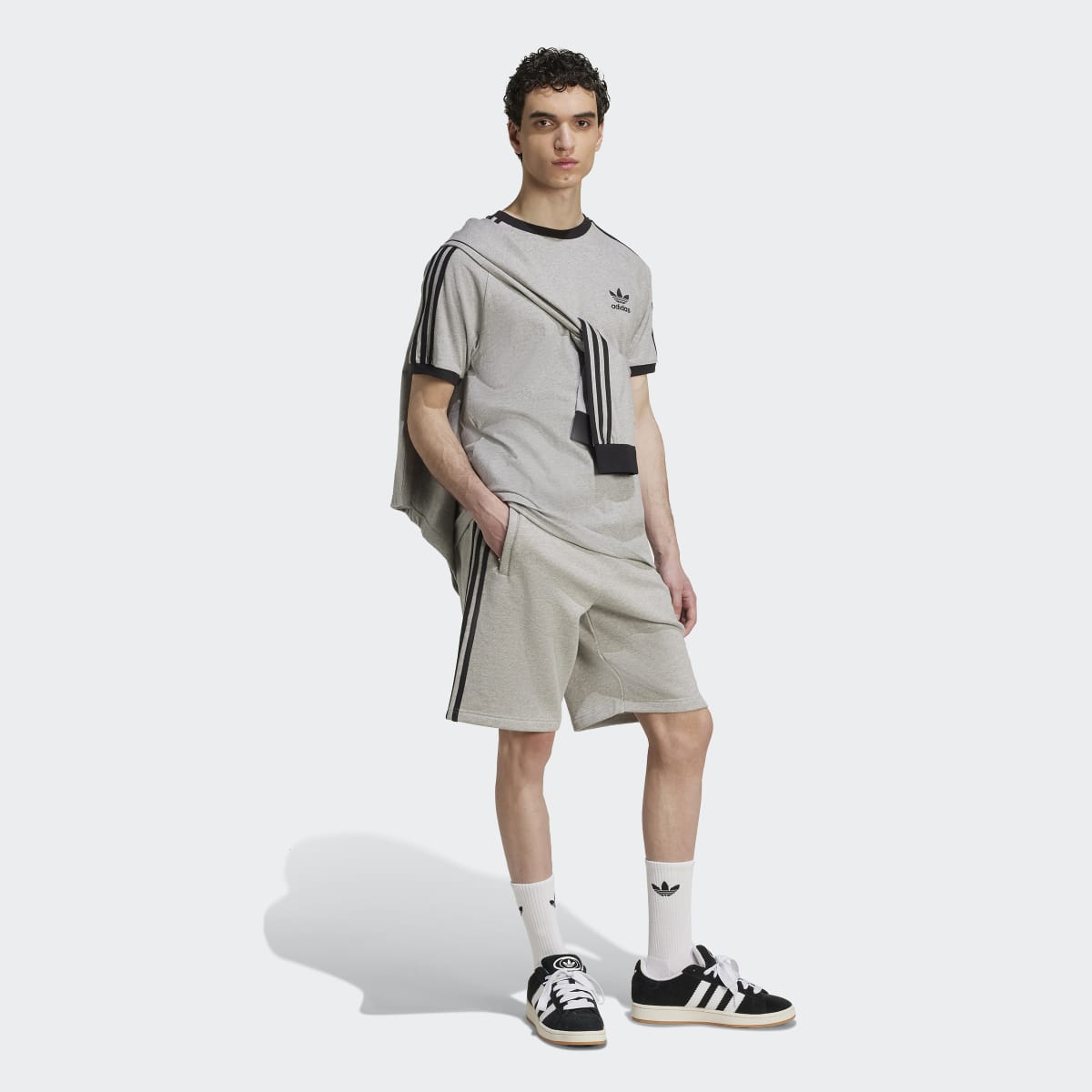 T-shirt Adicolor Classics 3 faixas Originals Cinzento-5
