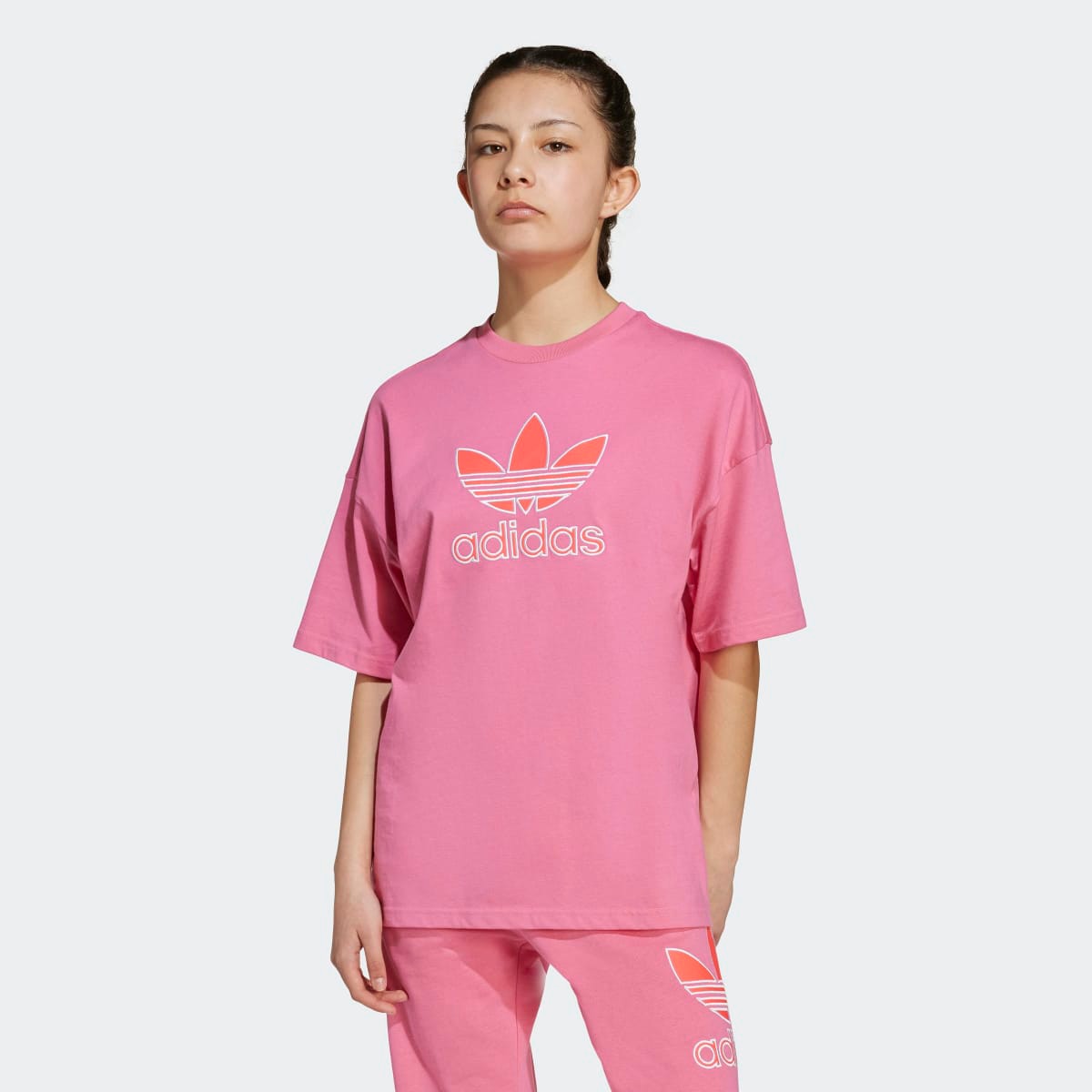 T-shirt de Criança Oversize Trefoil Originals Rosa-3