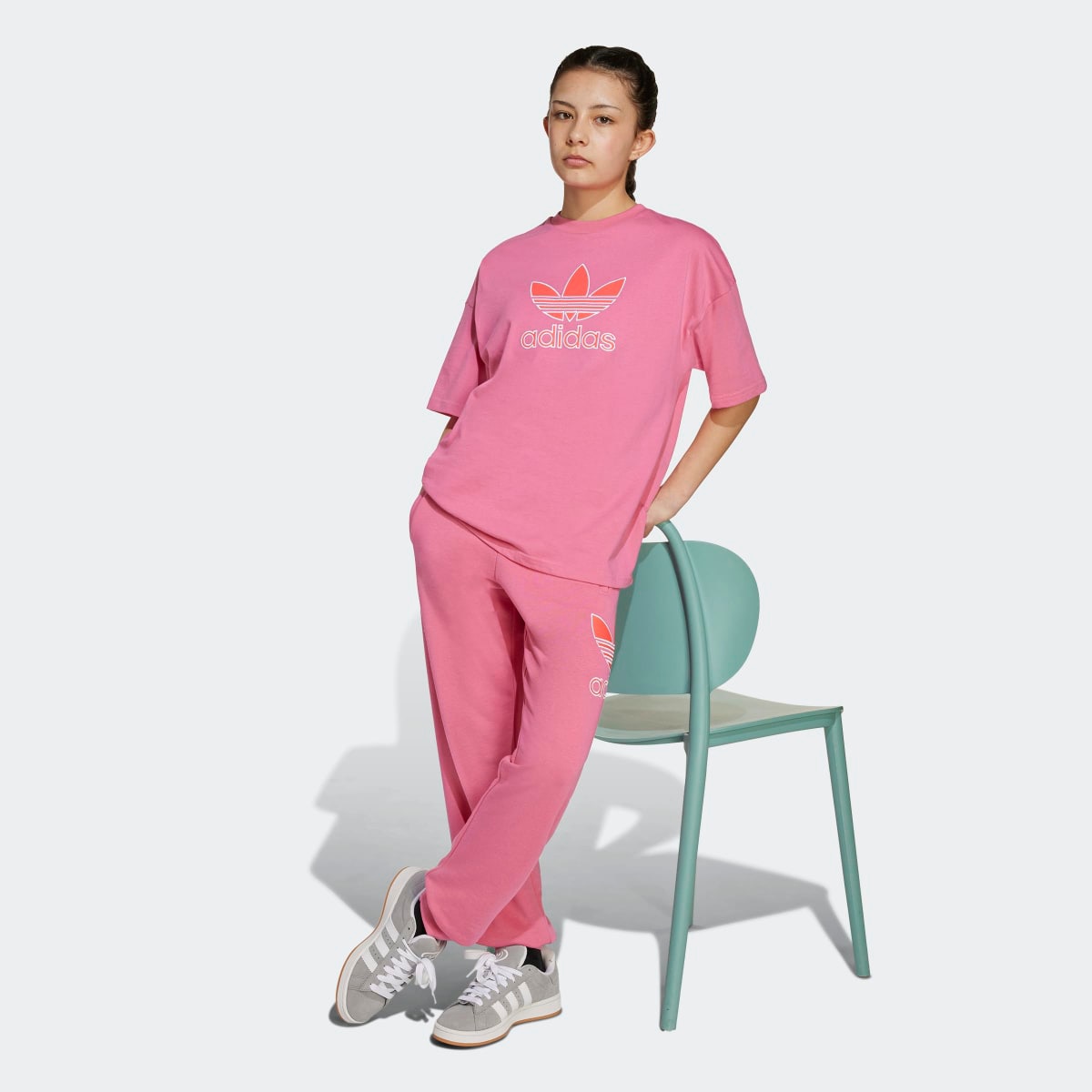 T-shirt de Criança Oversize Trefoil Originals Rosa-6