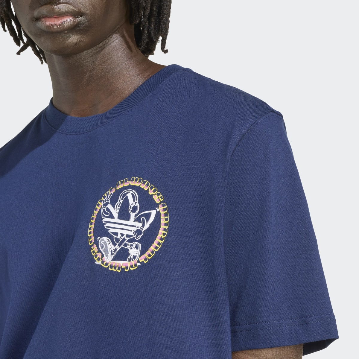 T-shirt de Homem Trefoil Series Loose Originals Azul-marinho-4