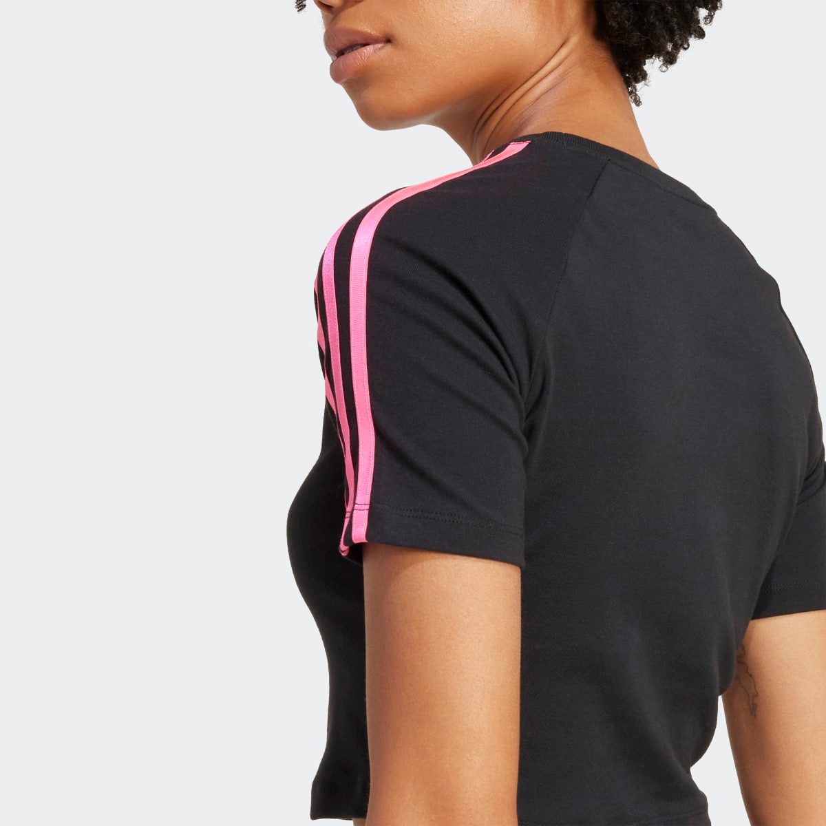 T-shirt de Mulher Baby 3 Faixas Originals Preto-4