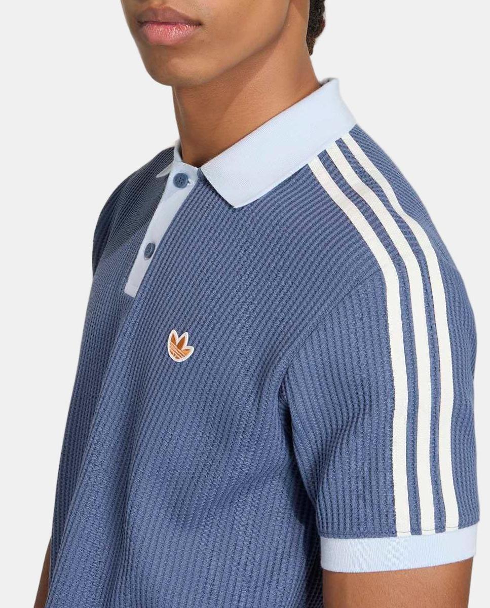 Polo de Homem Waffle Polo Originals Azul-4