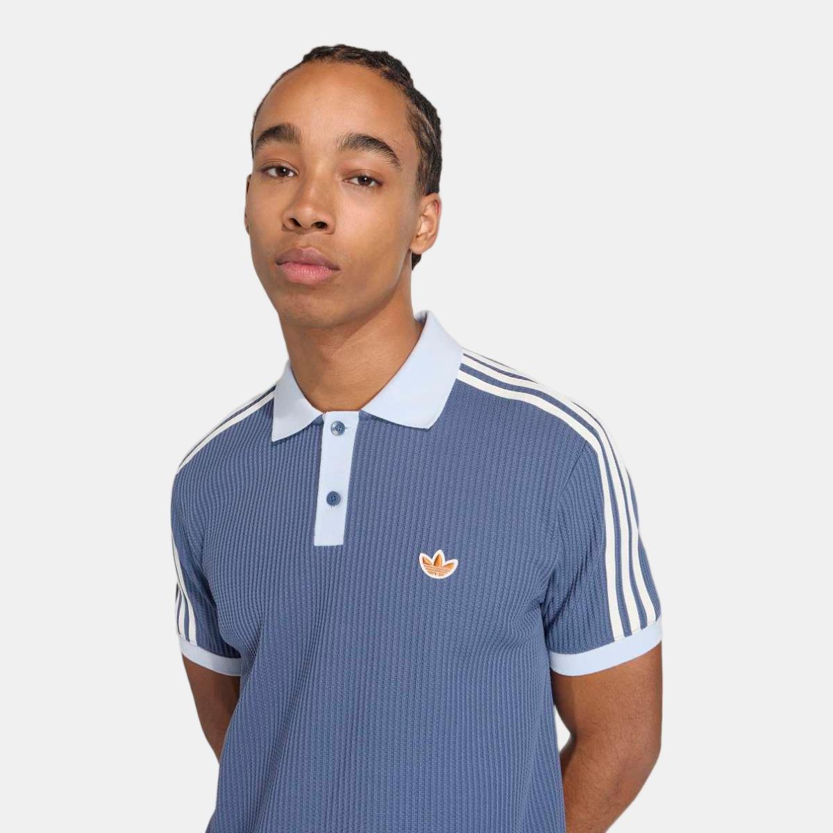 Polo de Homem Waffle Polo Originals Azul-5