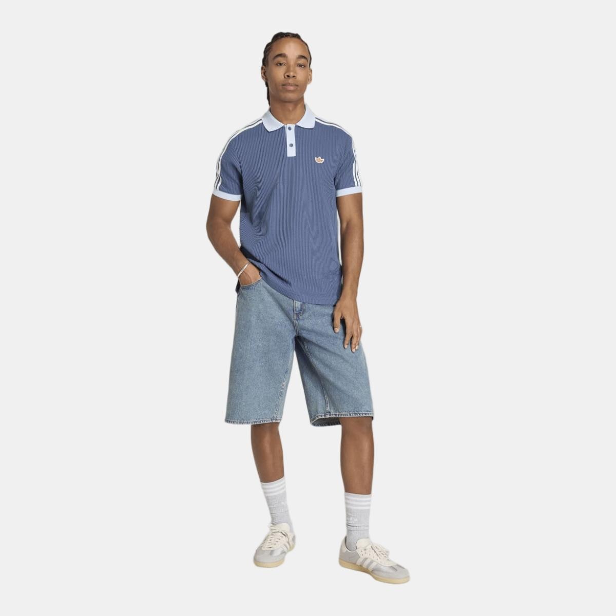 Polo de Homem Waffle Polo Originals Azul-6