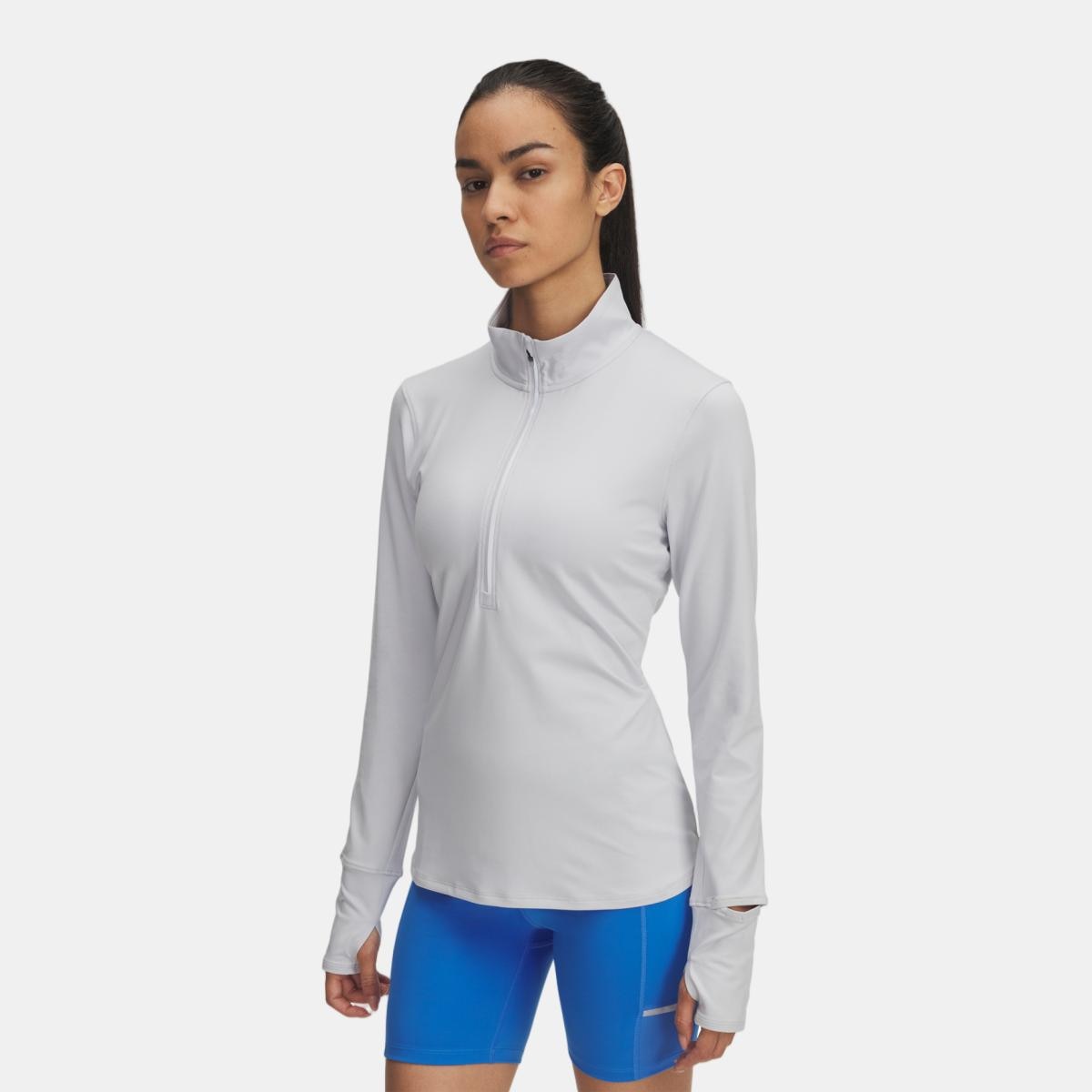 T-shirt de Mulher Launch Pro Half Zip Cinzento-1
