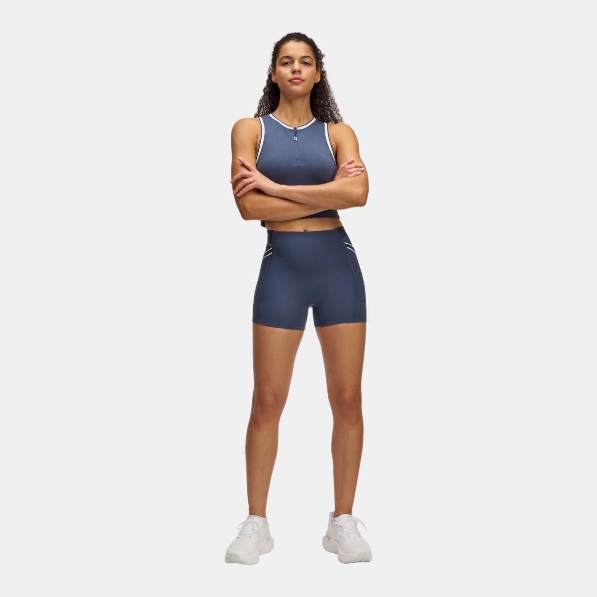 Calções de Mulher Run 96 Short Cinzento-4