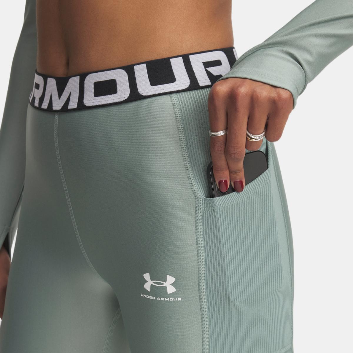 Leggings de Mulher HeatGear Rib Legging Verde-3