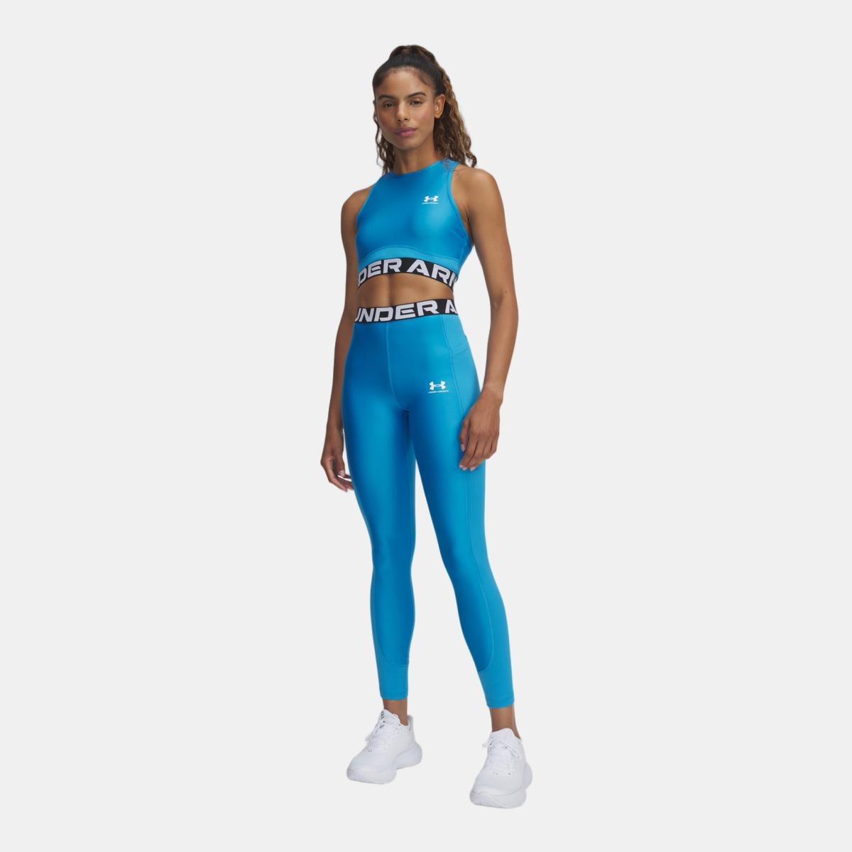 Leggings de Mulher HeatGear Rib Legging Azul-3