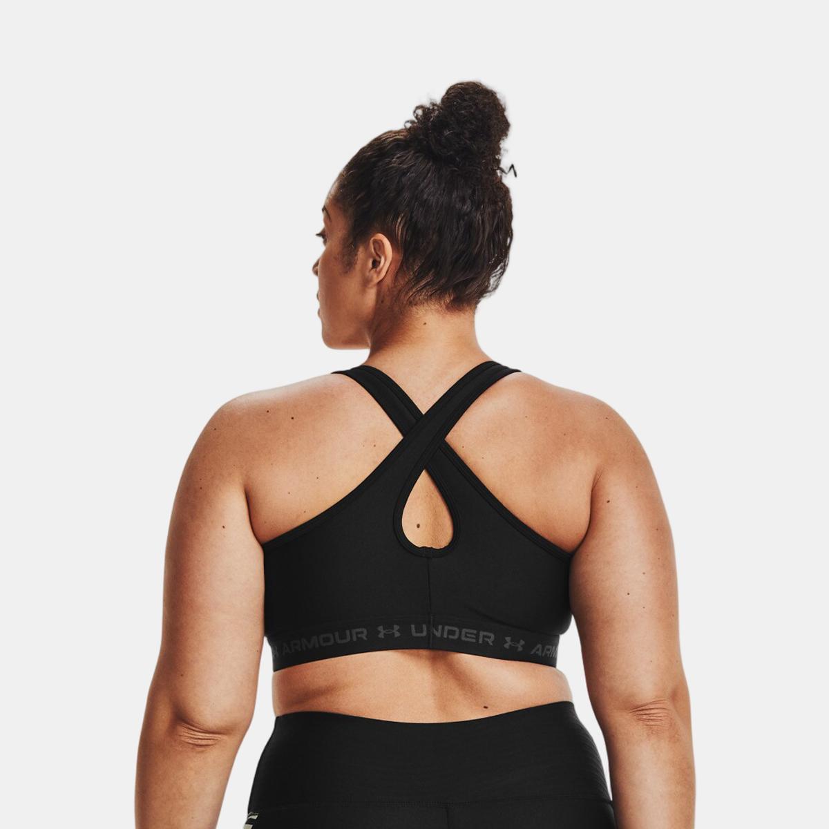 Top de Mulher Armour® Mid Crossback Preto / Cinzento-2