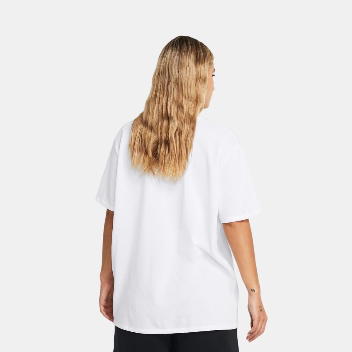 T-shirt Oversize de Mulher Heavyweight Embroidered Patch Boyfriend Branco-2