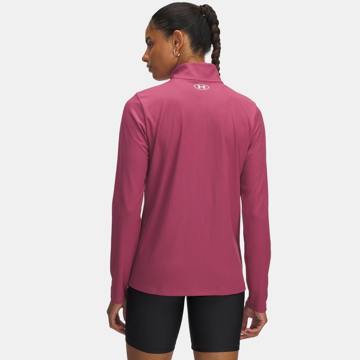 T-shirt de Mulher Tech Rib 1/2 Zip Vermelho-2