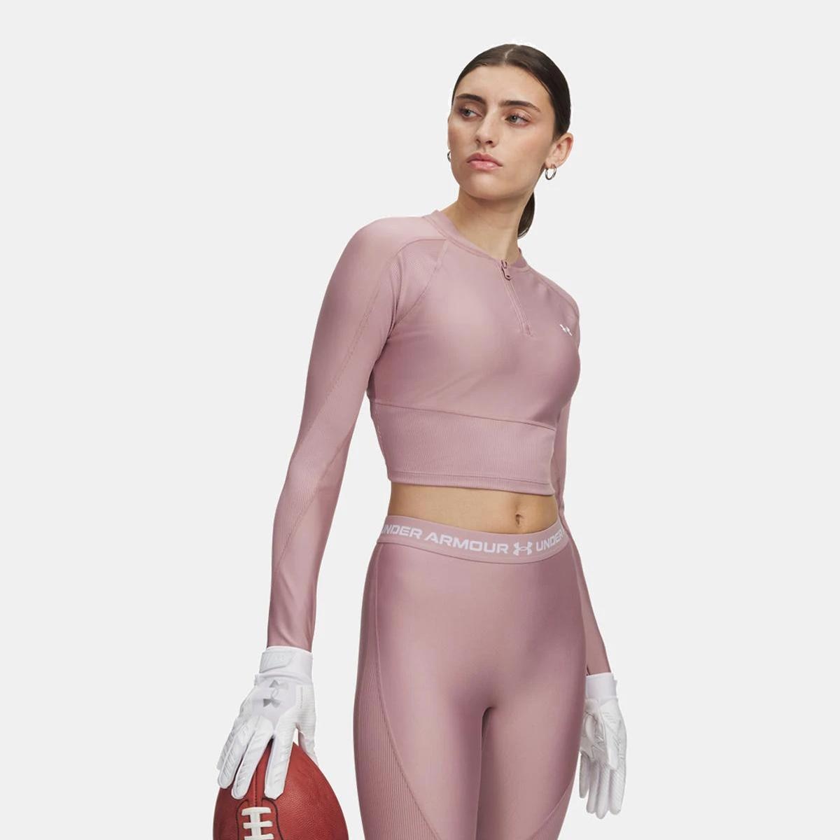 T-shirt de Mulher HG Rib 1/4 Zip Rosa-1