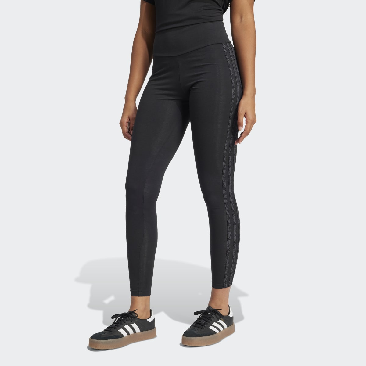 Leggings de Mulher Snakeskin 3 Faixas Preto-1
