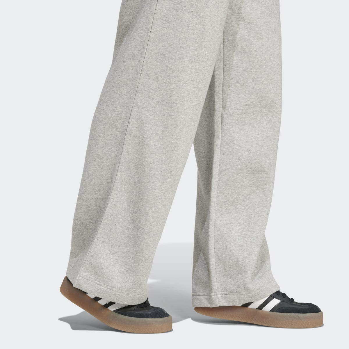 Calças de Mulher Wide Leg Fleece Cinzento-4