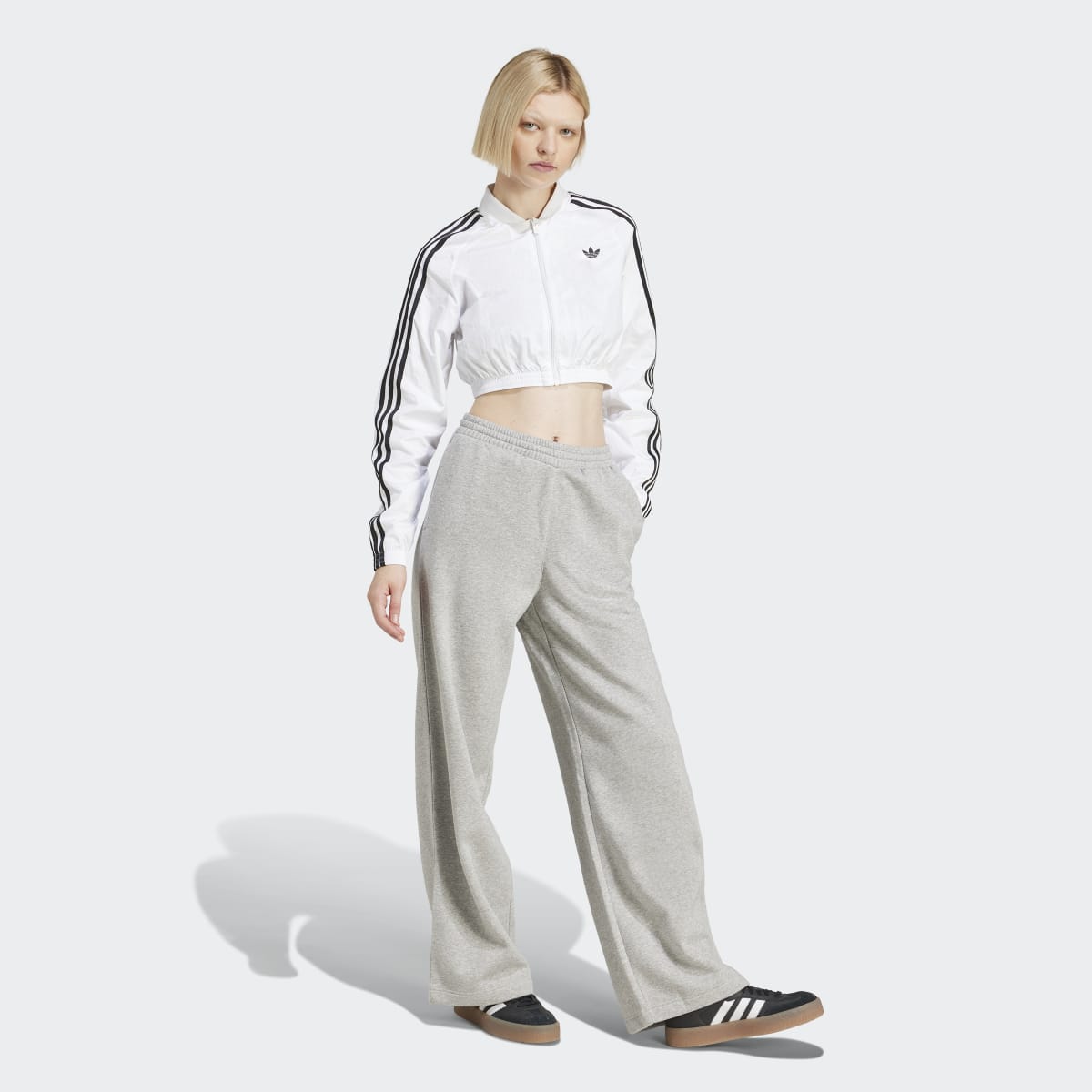 Calças de Mulher Wide Leg Fleece Cinzento-5