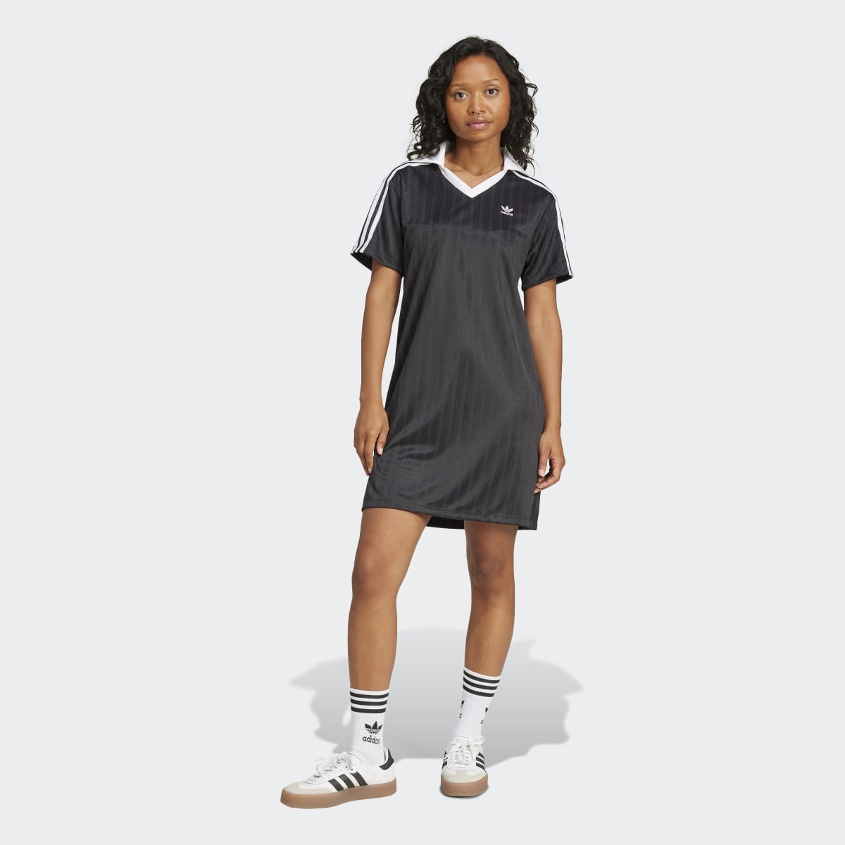Vestido Adicolor Football Jacquard V-Neck Preto-1