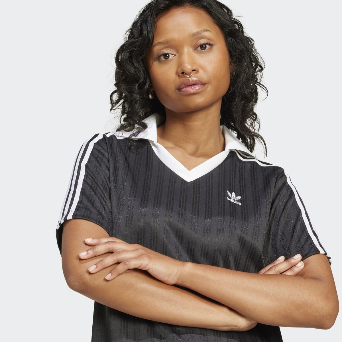 Vestido Adicolor Football Jacquard V-Neck Preto-4