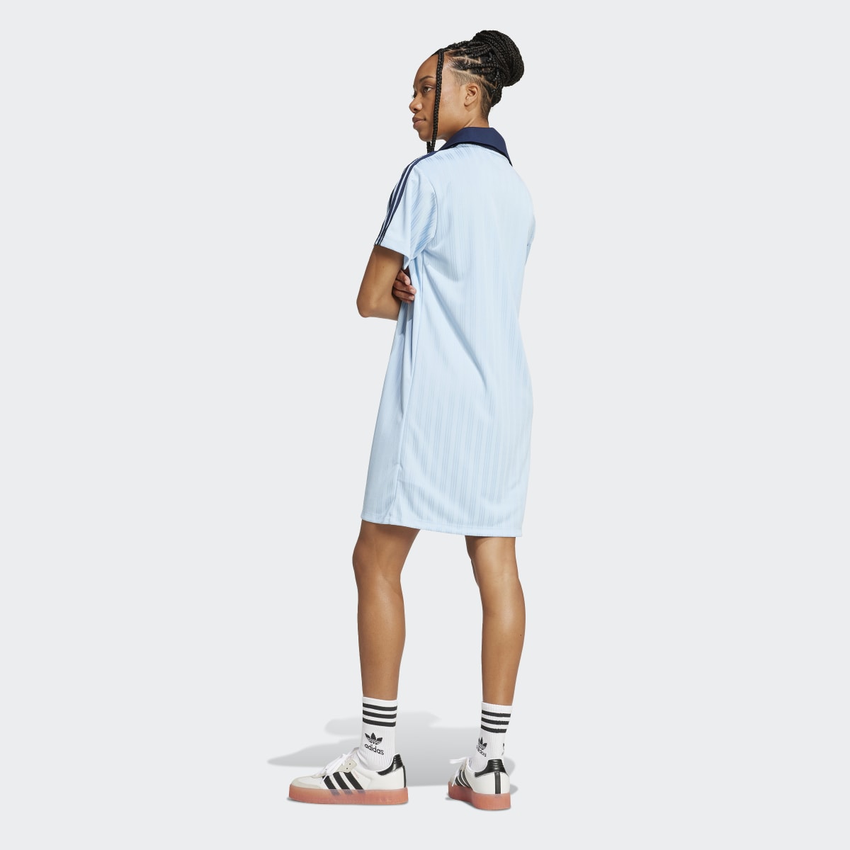 Vestido Adicolor Football Jacquard V-Neck Azul-2