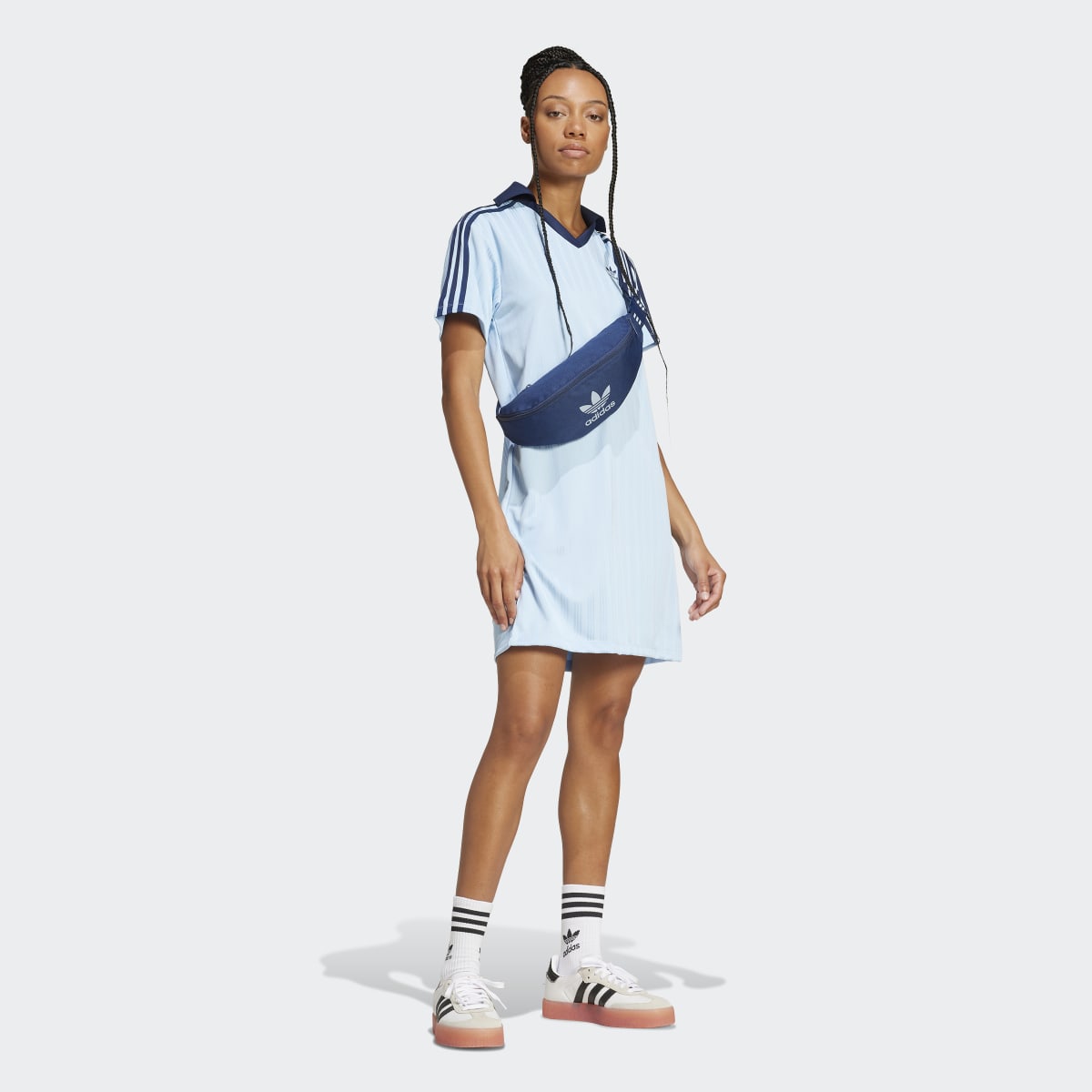 Vestido Adicolor Football Jacquard V-Neck Azul-3