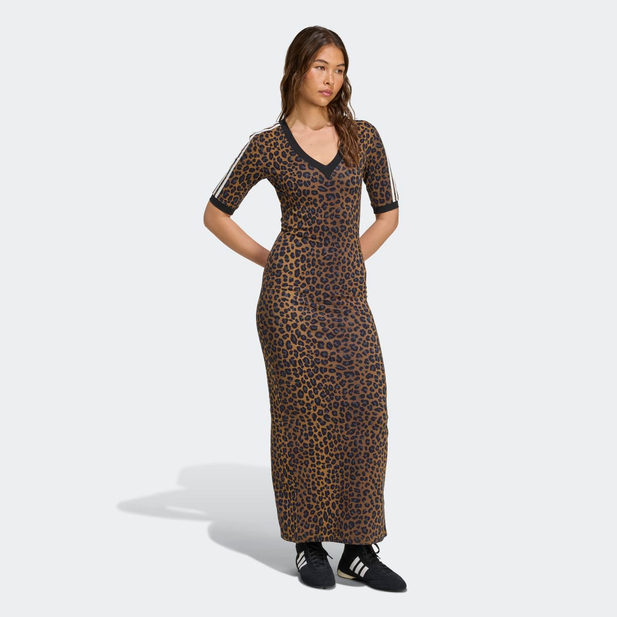 Vestido de Mulher Maxi Leopard V-Neck Originals Estampado-3