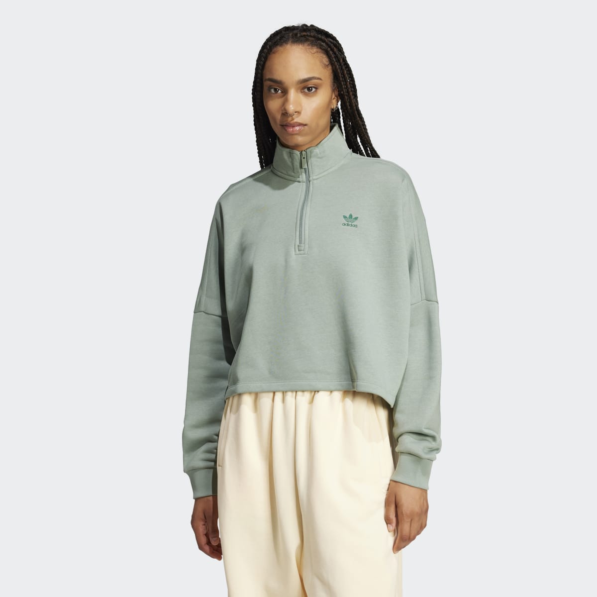 Sweatshirt de Mulher Essentials 1/2 Zip Fleece Verde-1