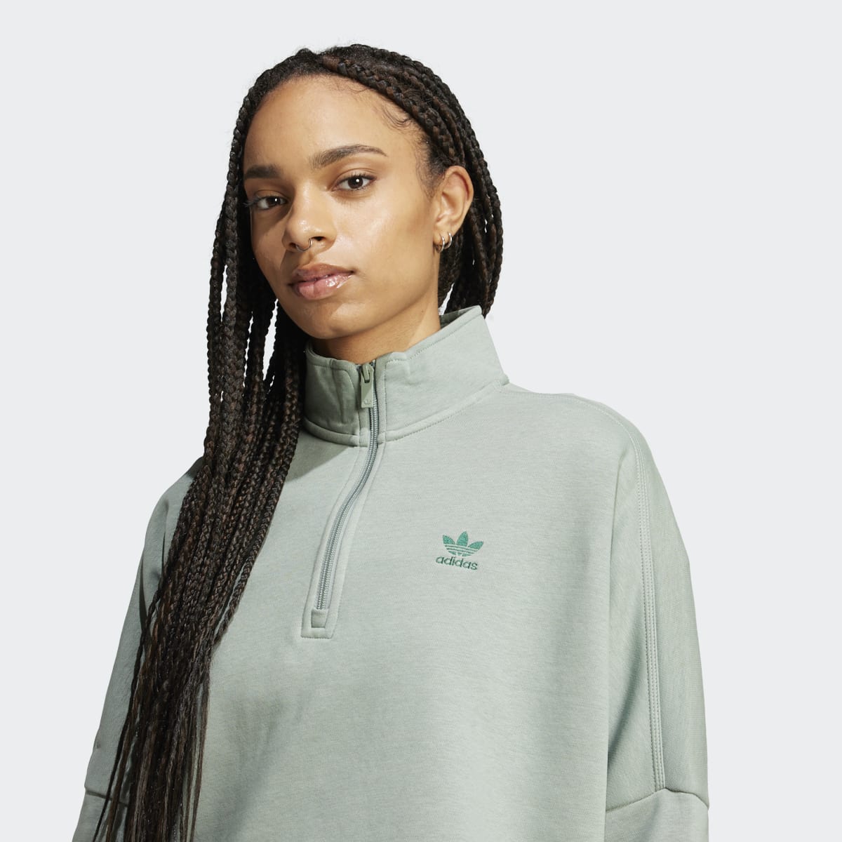 Sweatshirt de Mulher Essentials 1/2 Zip Fleece Verde-4
