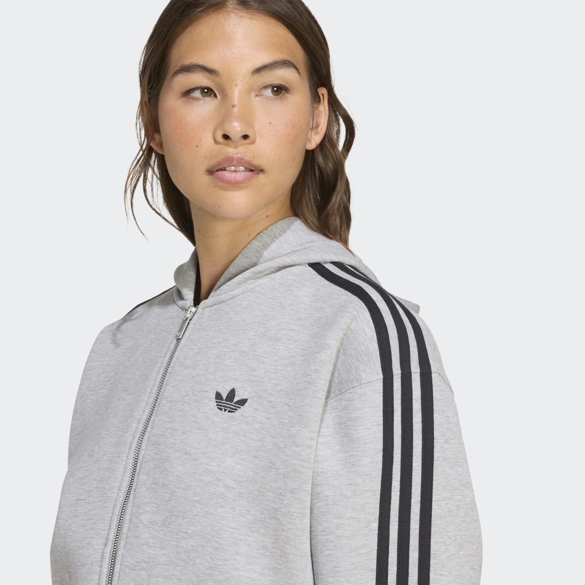 Sweatshirt de Mulher Adicolor 3-Stripes Spacer Full-Zip Originals Cinzento-4