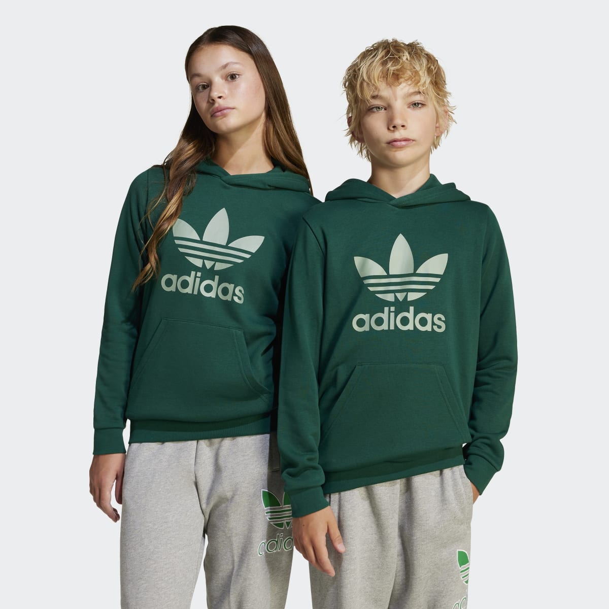 Sweatshirt de Criança com Capuz Trefoil Verde-1