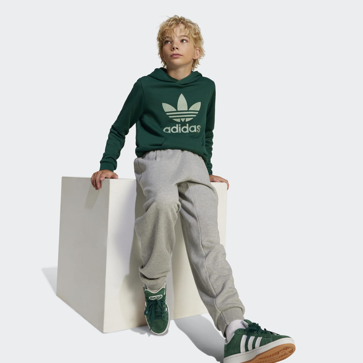Sweatshirt de Criança com Capuz Trefoil Verde-5