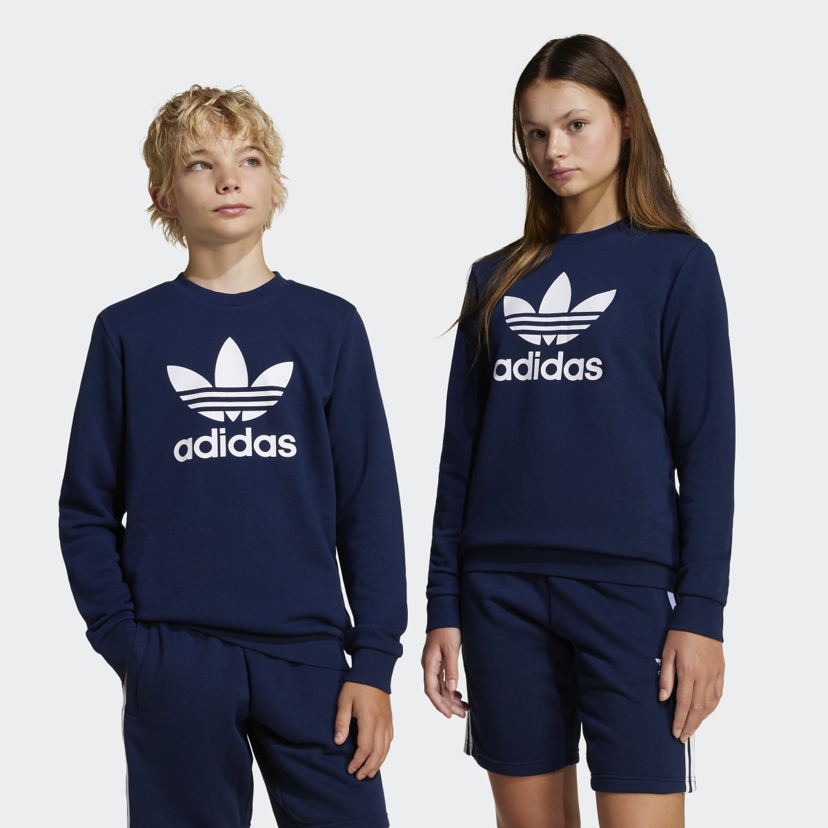 Sweatshirt de Criança com Gola Redonda Trefoil Azul-1