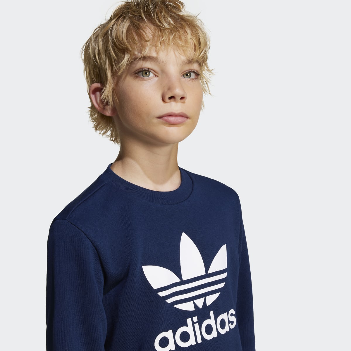 Sweatshirt de Criança com Gola Redonda Trefoil Azul-4